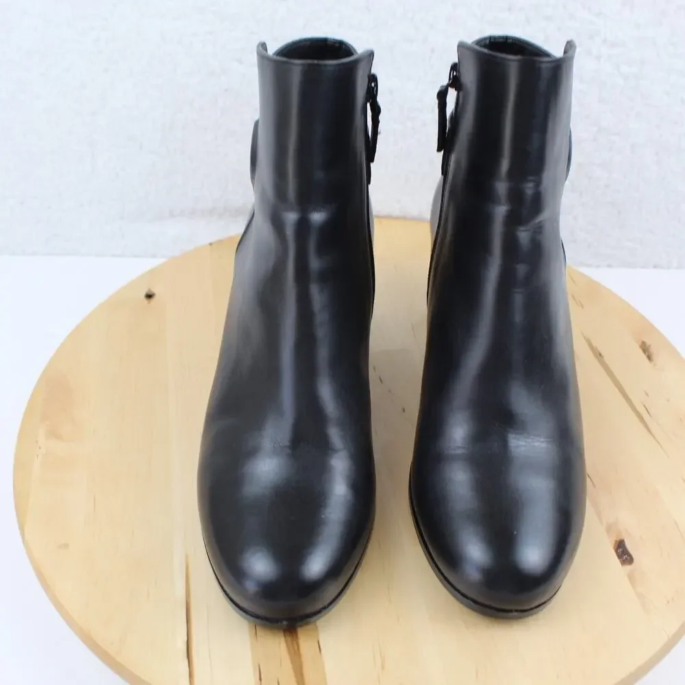 Cole Haan Boots Womens 8 Black Leather Grand OS Zipper Harness Ankle Bootie - Picture 3 of 11